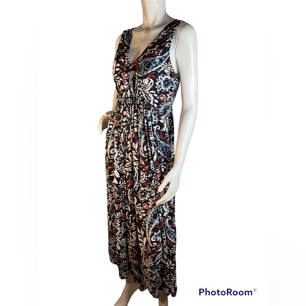Lucky Brand Women V-Neck Sleeveless Long Maxi Dress Multicolor Size M 🌑